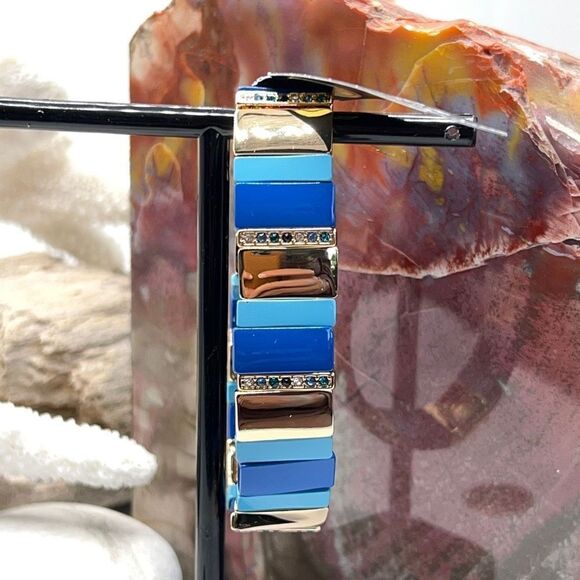 LAUNDRY Shelli Segal Gold Blue Stretch Bracelet - Picture 7 of 13